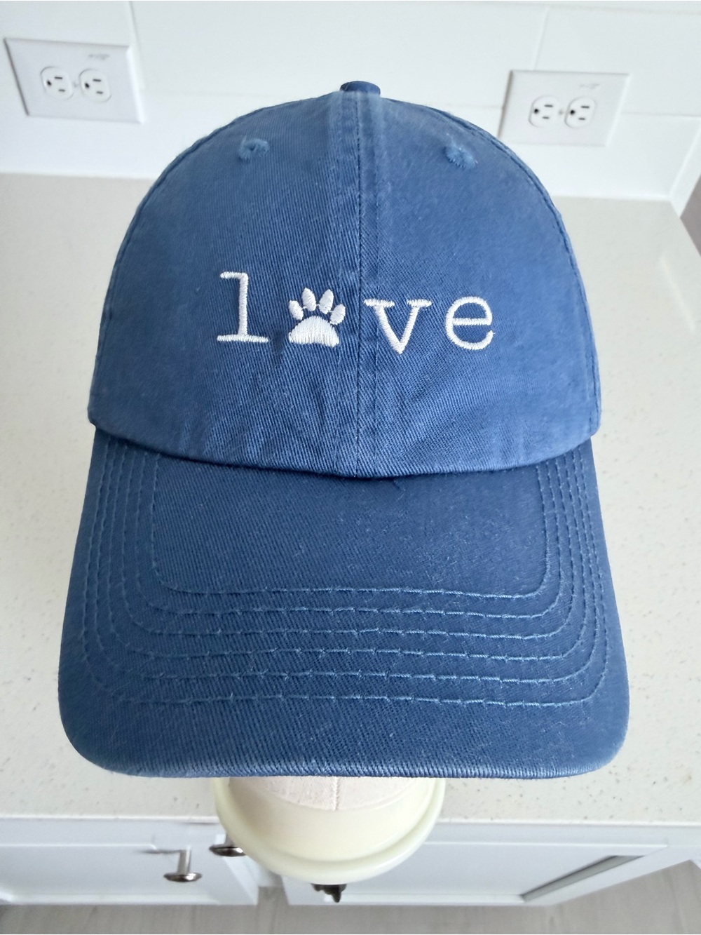 Blue 'love' Paw Print Baseball Cap